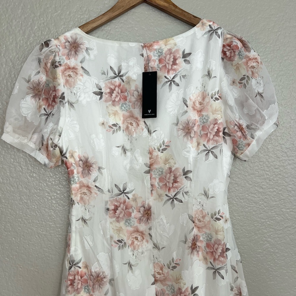 Moment of Beauty White Floral Print Button-Front Midi Dress - Picture 6 of 10
